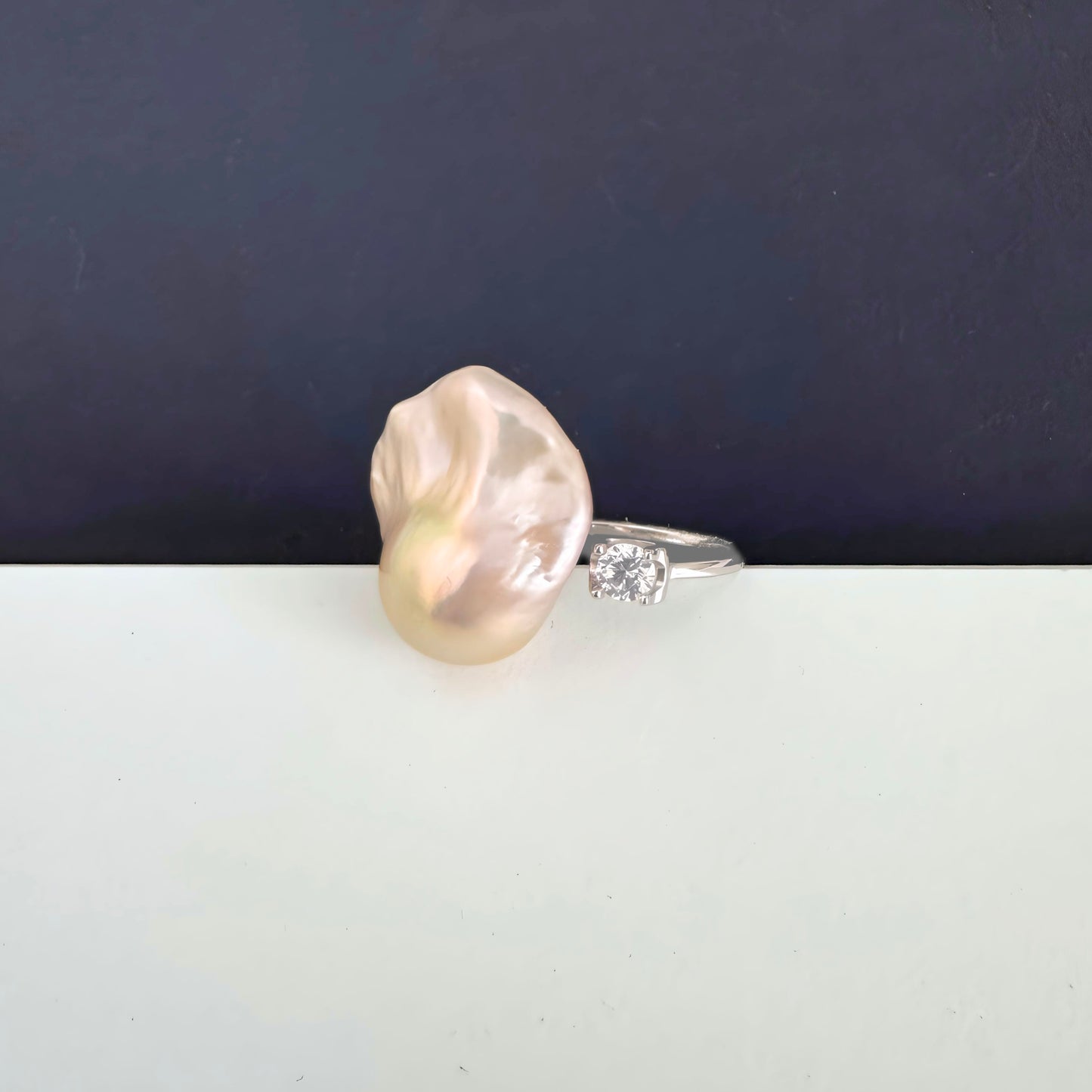 Bejeweled Baroque Pearl Ring