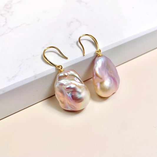 Radiant Coral Baroque Drop Earring