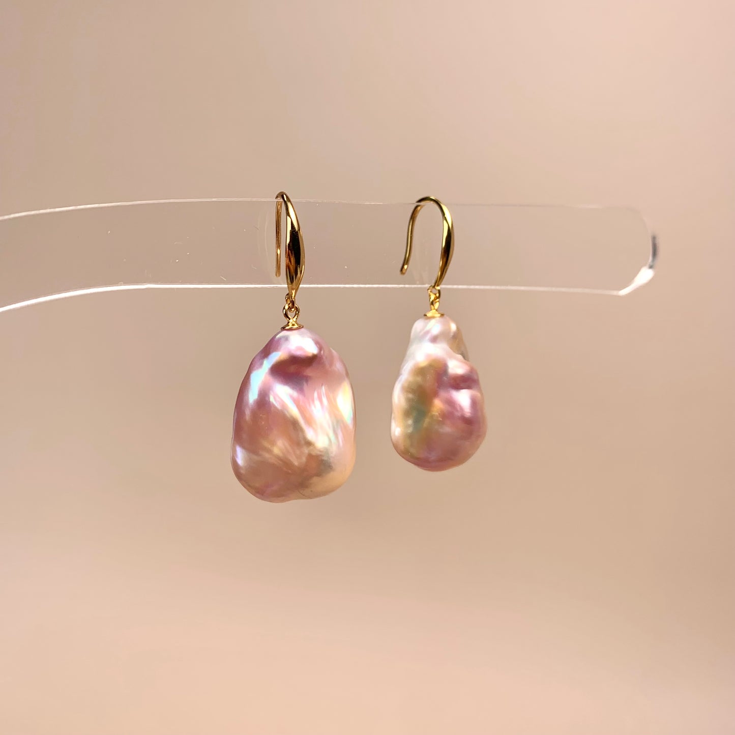 Radiant Coral Baroque Drop Earring