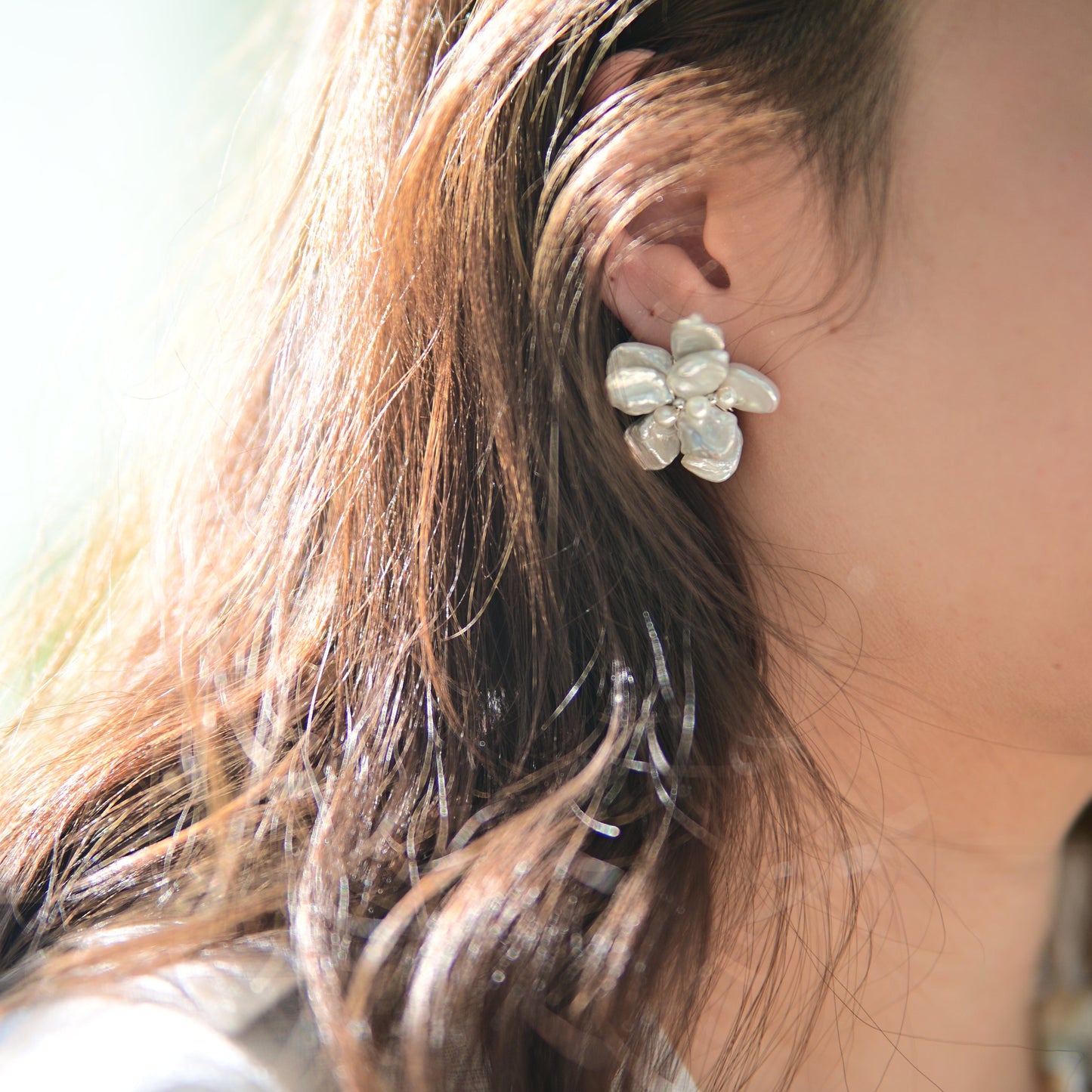 Glacial Blue Baroque Pearl Earring