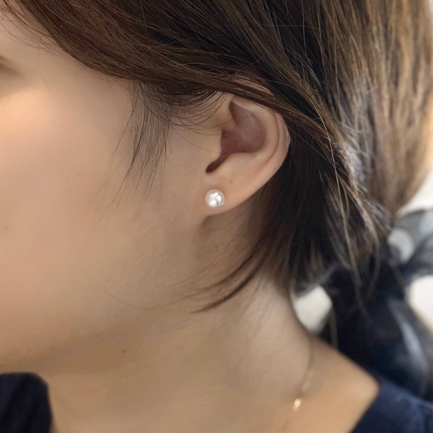 White Pearl Stud Earring - 6.5/7.0mm