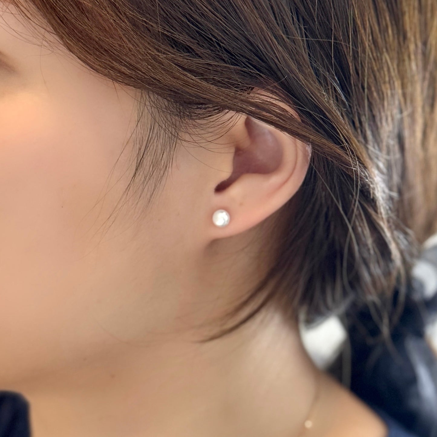 White Pearl Stud Earring - 5.0/6.0mm