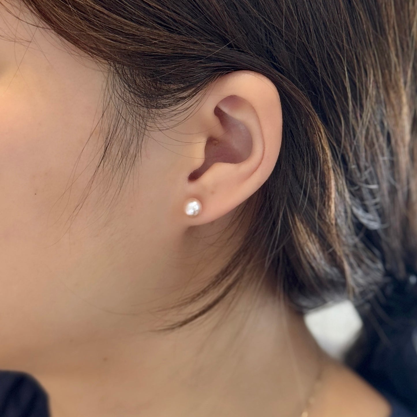 Pink Pearl Stud Earring - 6.0/6.5mm