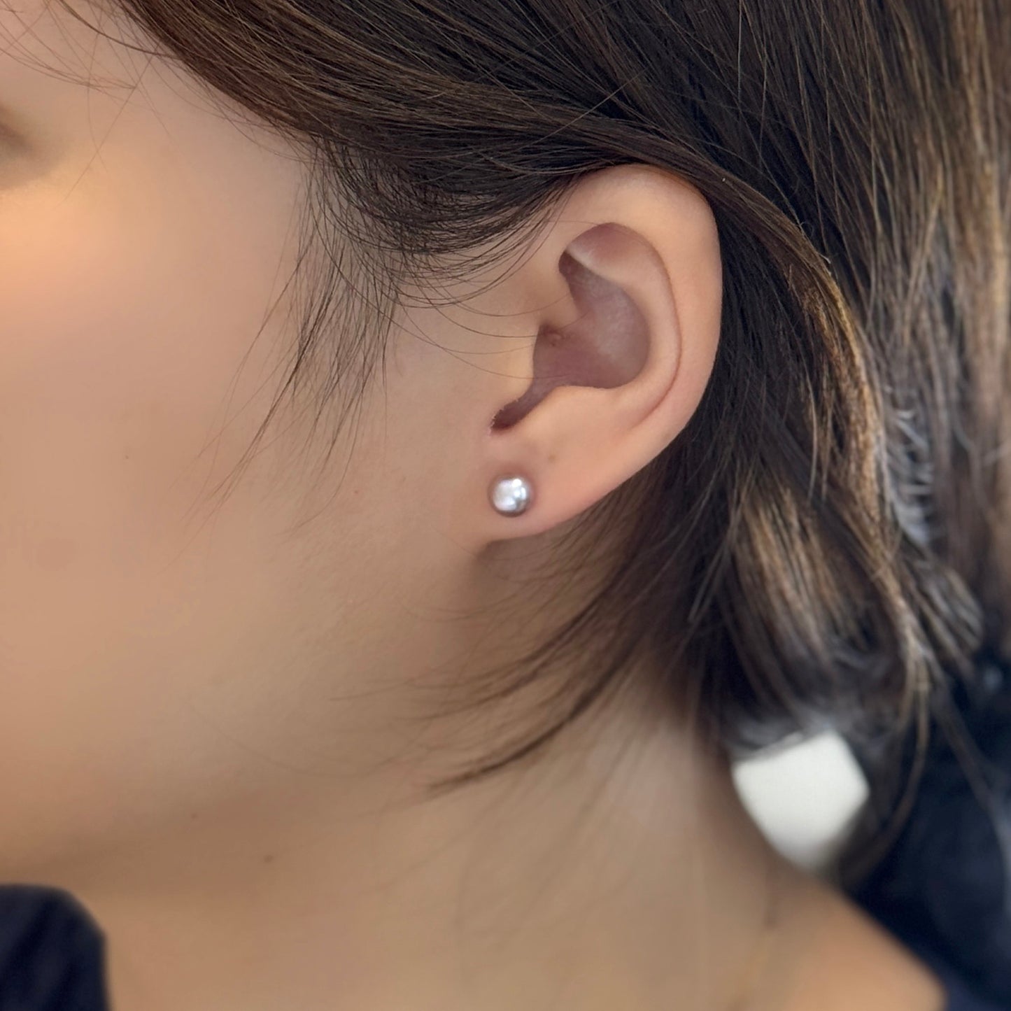 Purple Pearl Stud Earring - 6.0/6.5mm