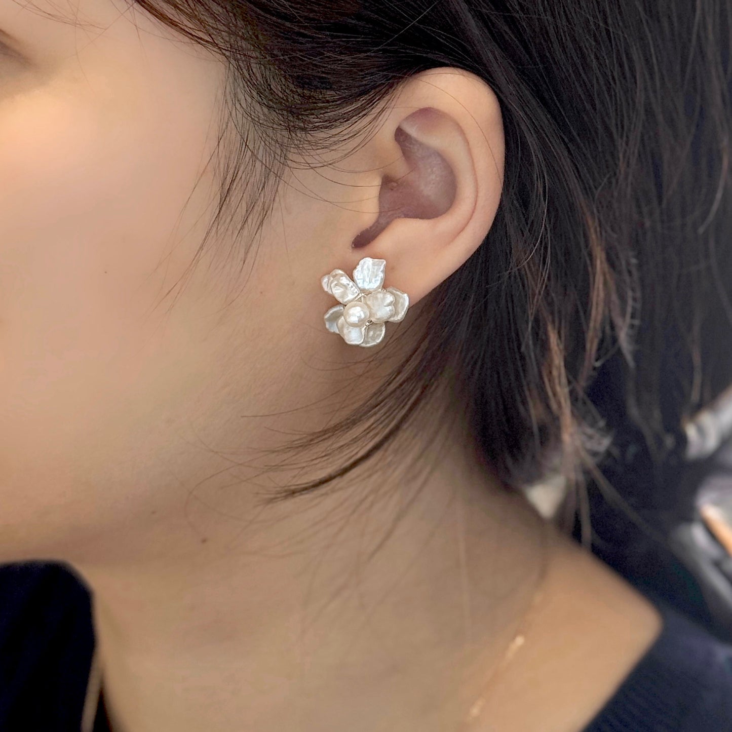 Cream Blossom Baroque Pearl Earring