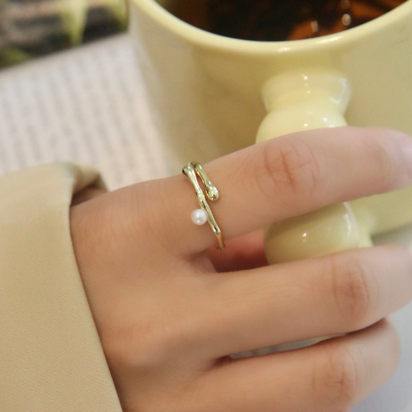Adjustable Pearl Ring