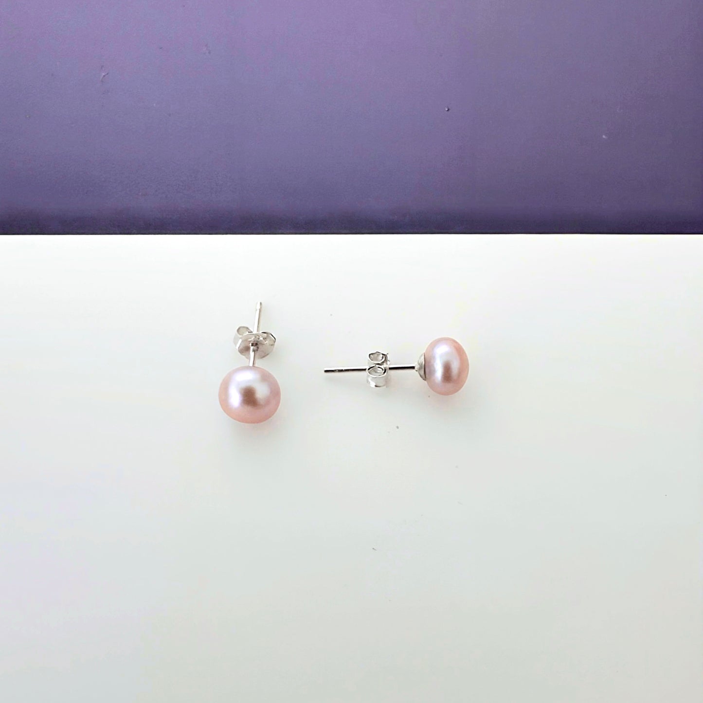 Purple Pearl Stud Earring - 6.0/6.5mm