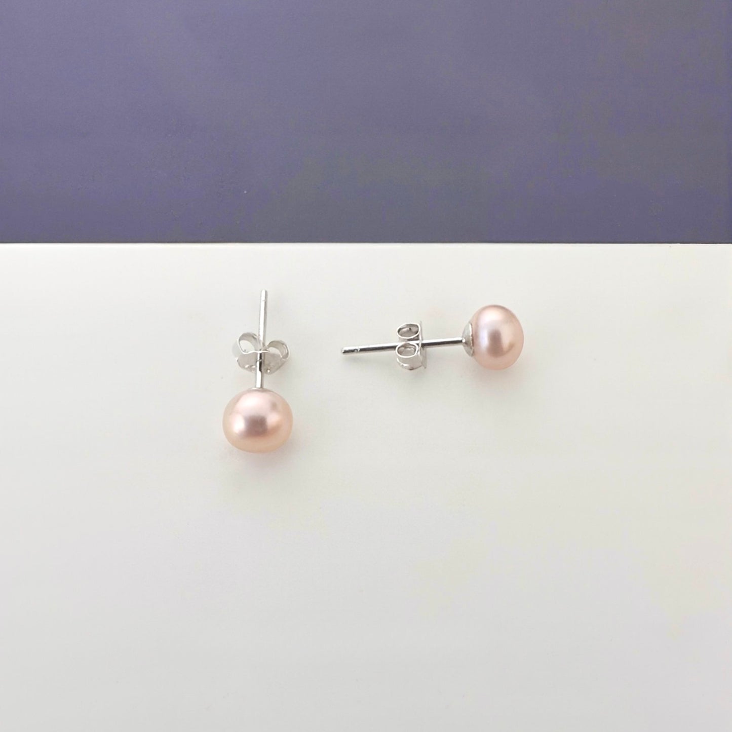 Pink Pearl Stud Earring - 6.0/6.5mm