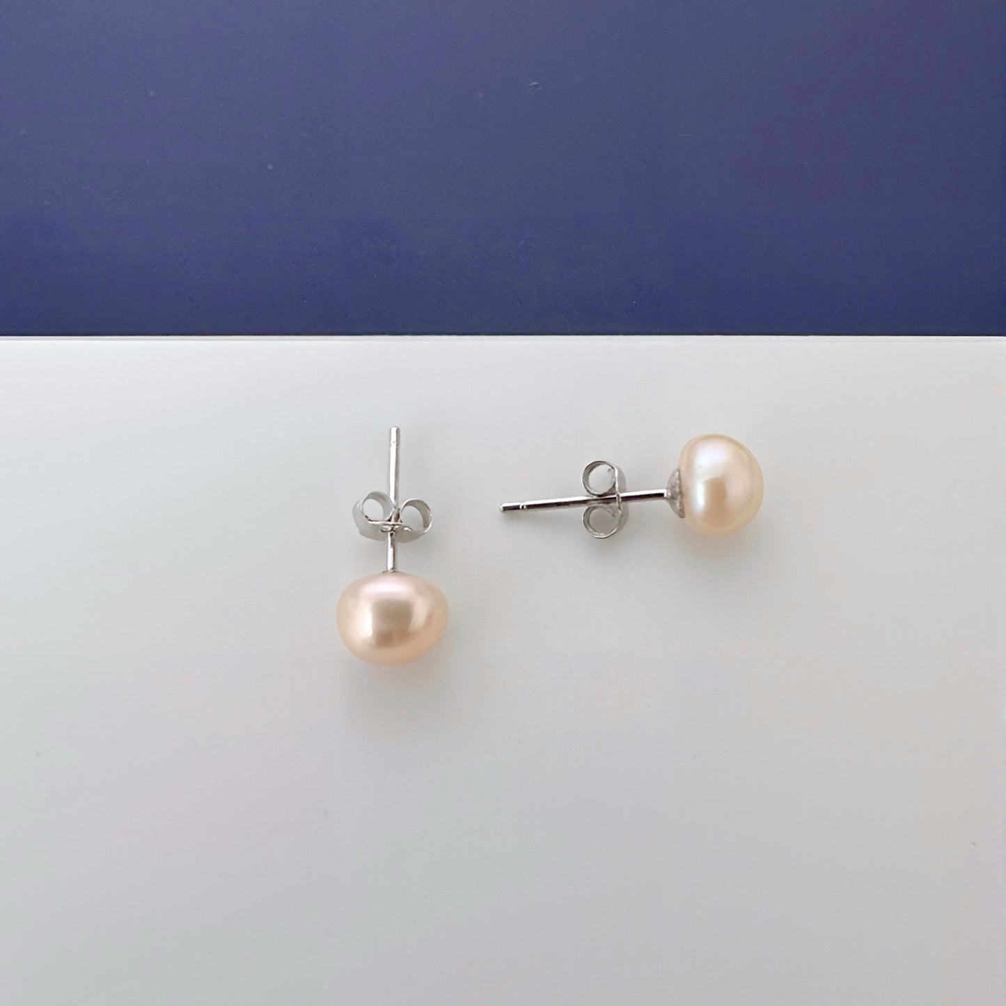 Orange Pearl Stud Earring - 6.0/6.5mm