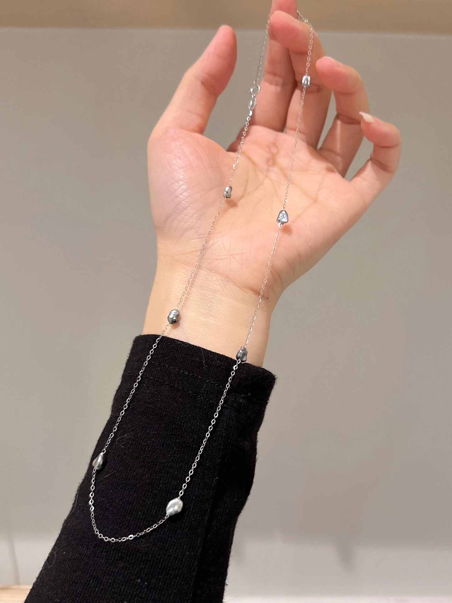 14k Tahitian Keshi Pearl Necklace