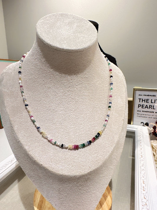 Sea Keshi Pearl Gem Stone Necklace