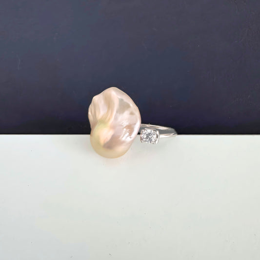 Bejeweled Baroque Pearl Ring