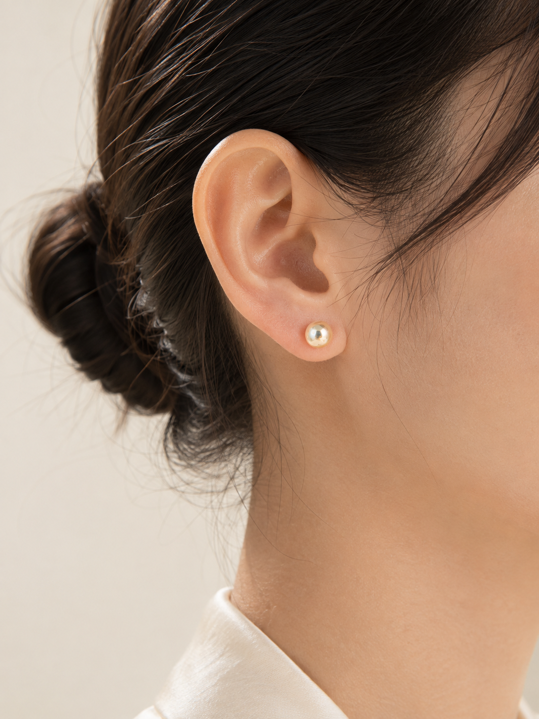 Orange Pearl Stud Earring  6.0-6.5mm