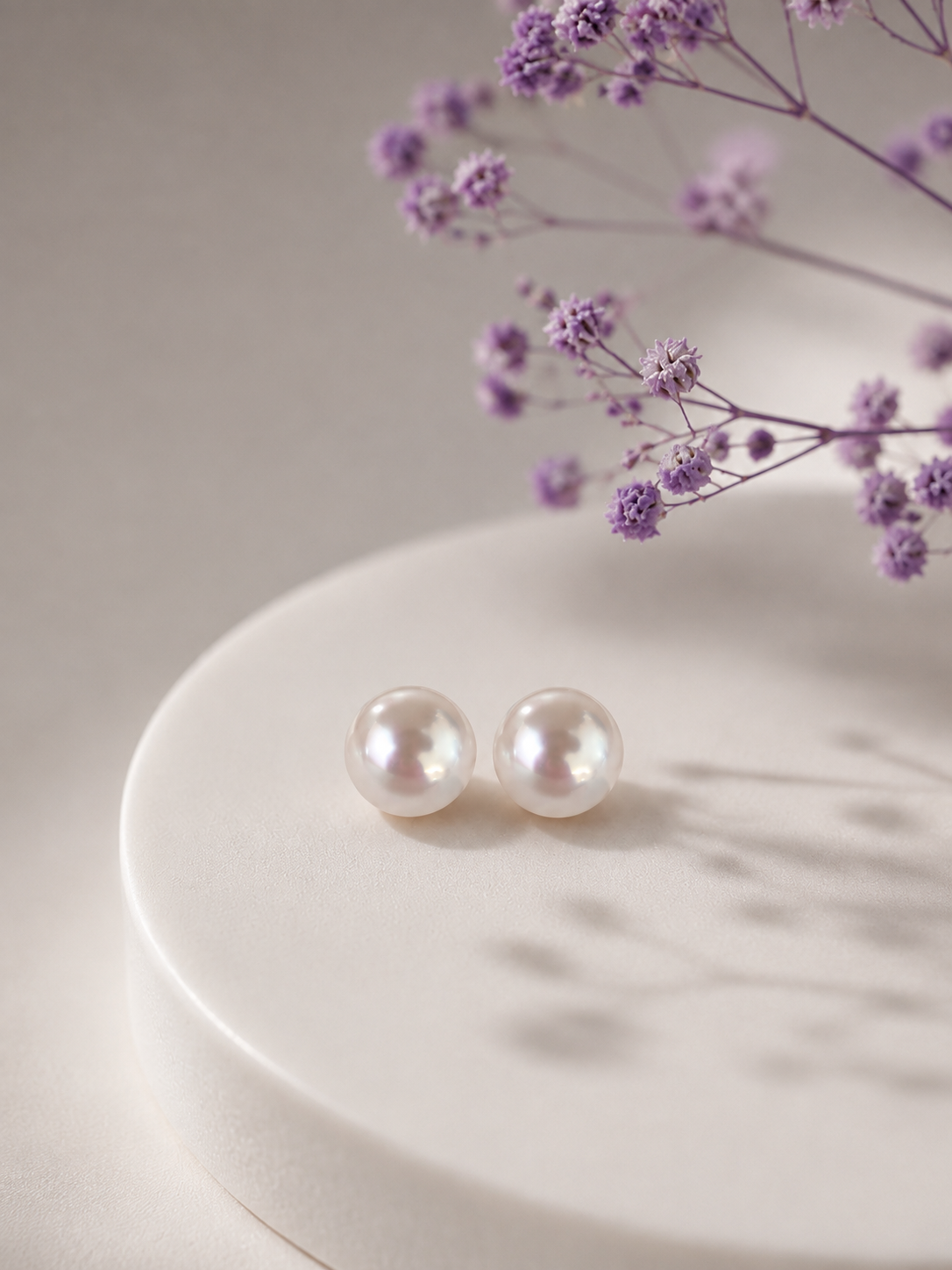 White Pearl Stud Earring  6.5-7.0mm