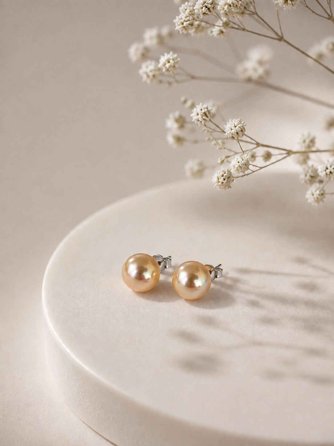 Orange Pearl Stud Earring  6.0-6.5mm
