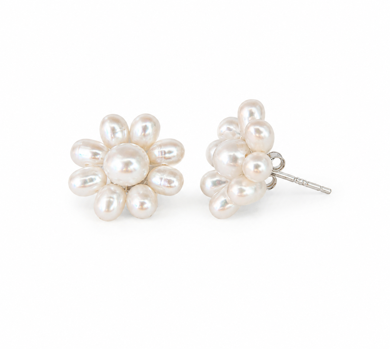 Handmade Daisy Pearl Stub Earrings