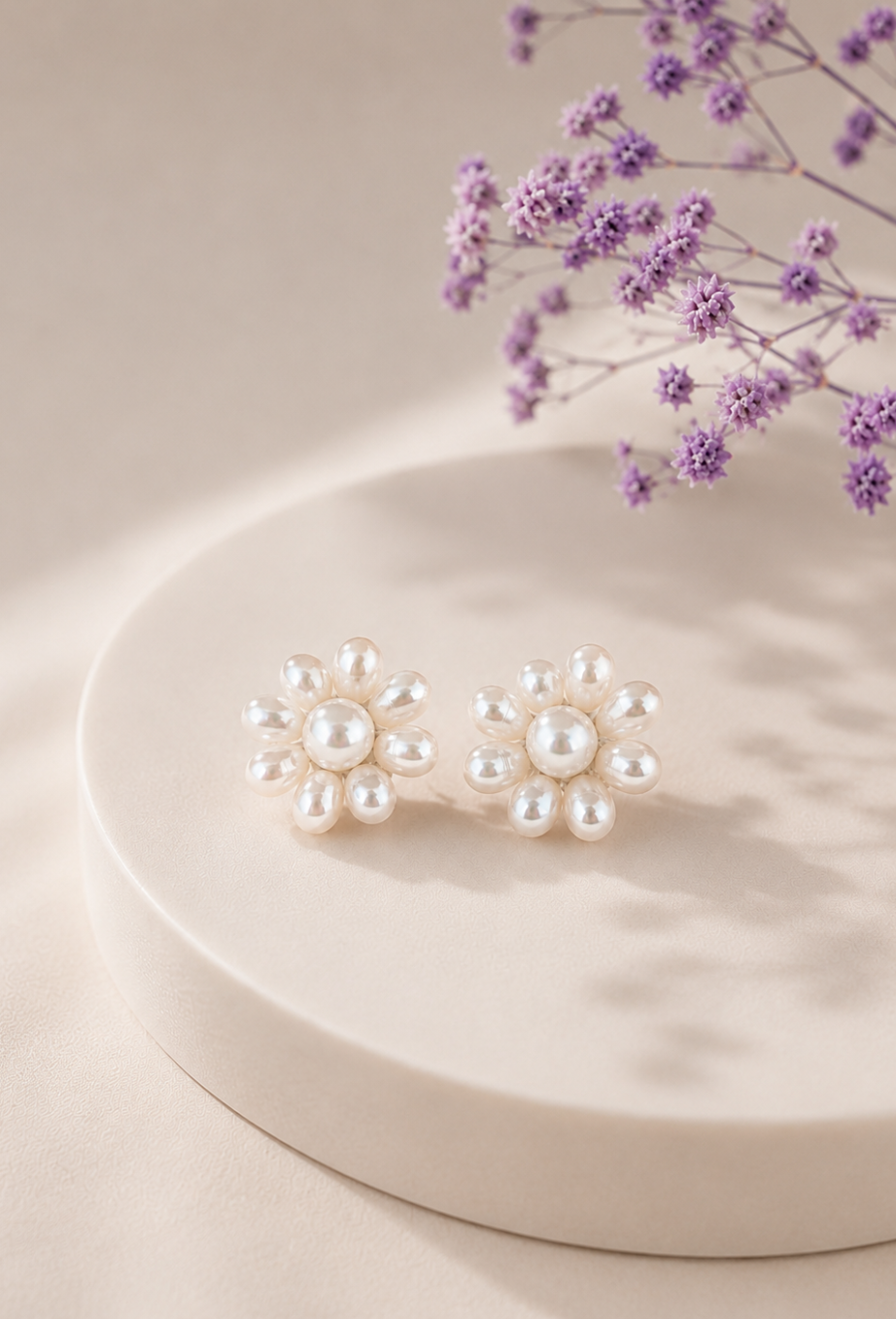 Handmade Daisy Pearl Stub Earrings