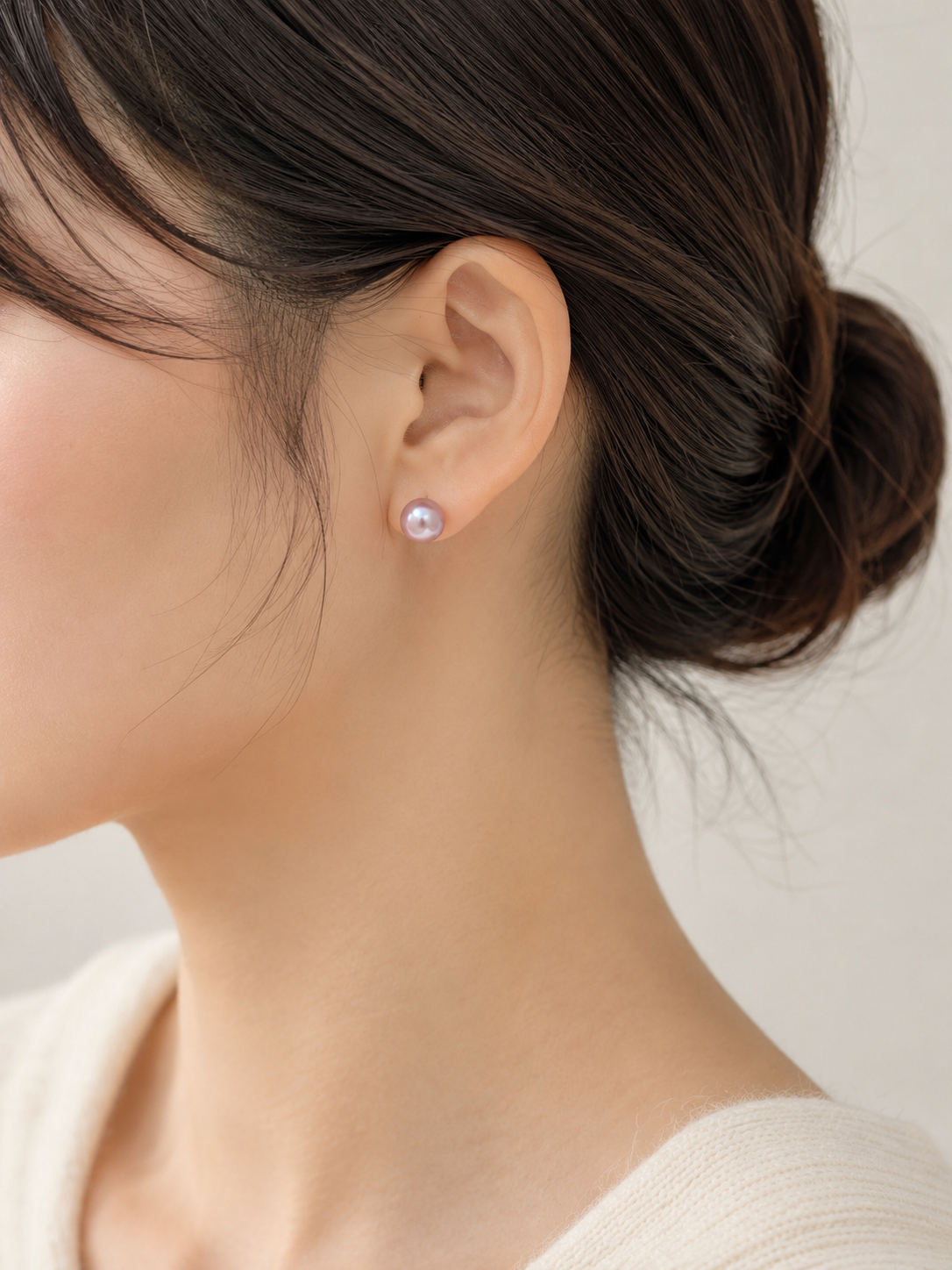 Lavender Pearl Stud Earrings 6.0–6.5mm