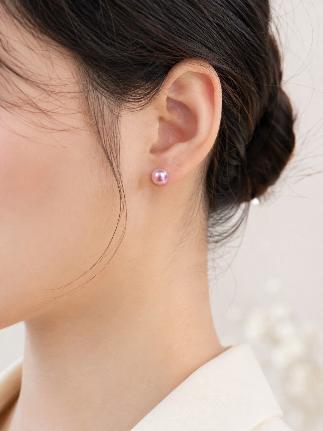 Pink Pearl Stud Earring 6.0-6.5mm