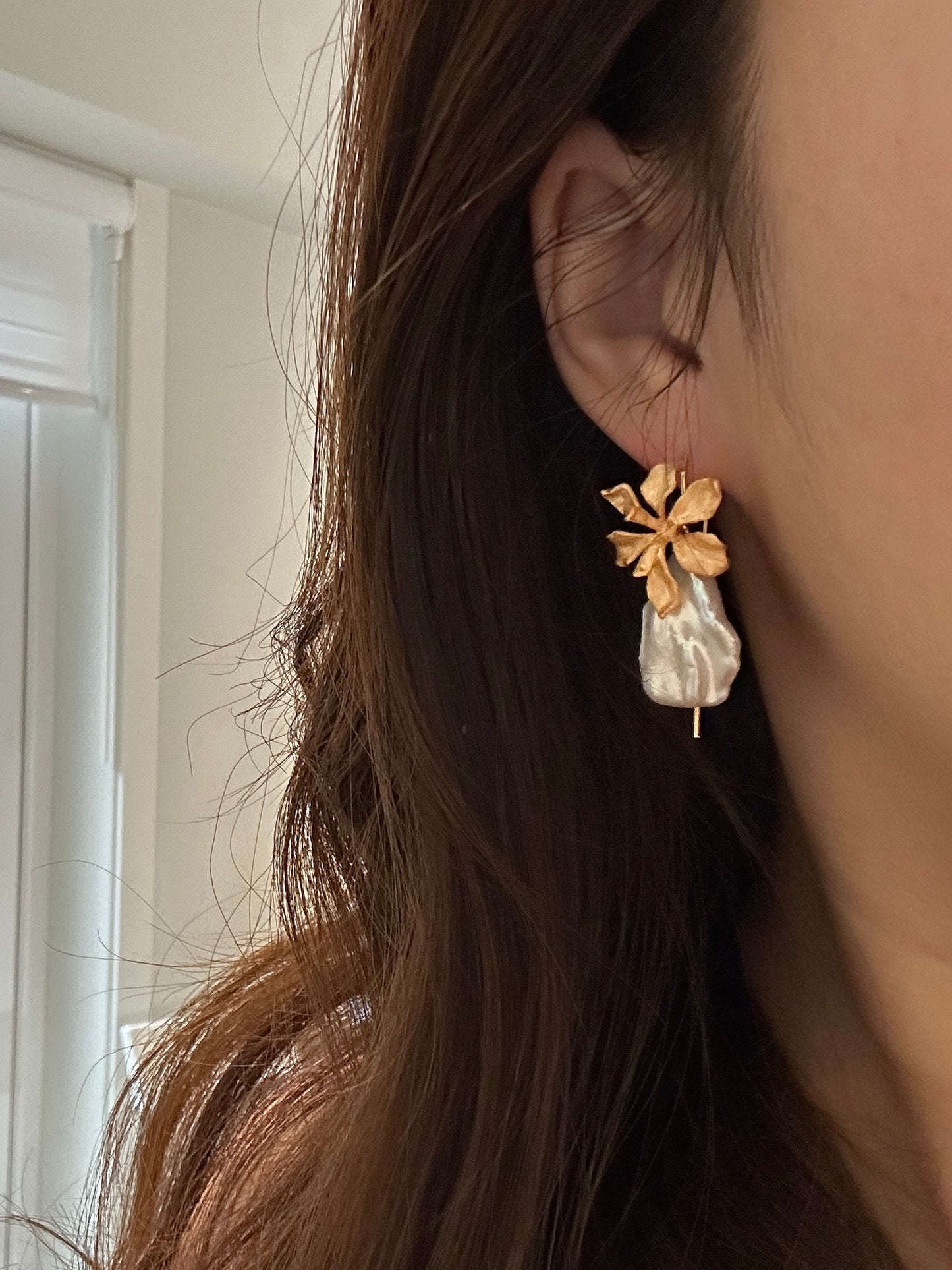 Flower Baroque Freshwater Pearl Earrings