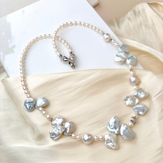Glacial Tri-Petal Pearl Necklace