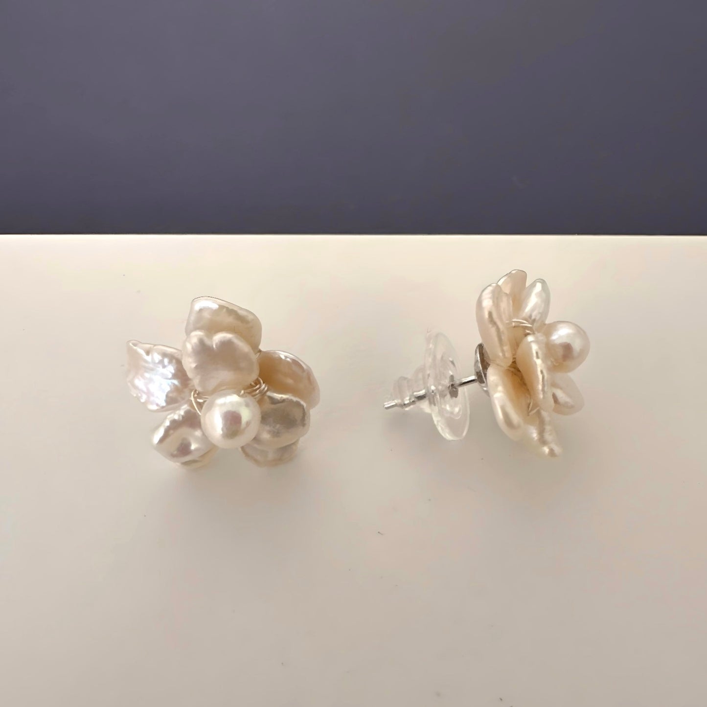 Cream Blossom Baroque Pearl Earring
